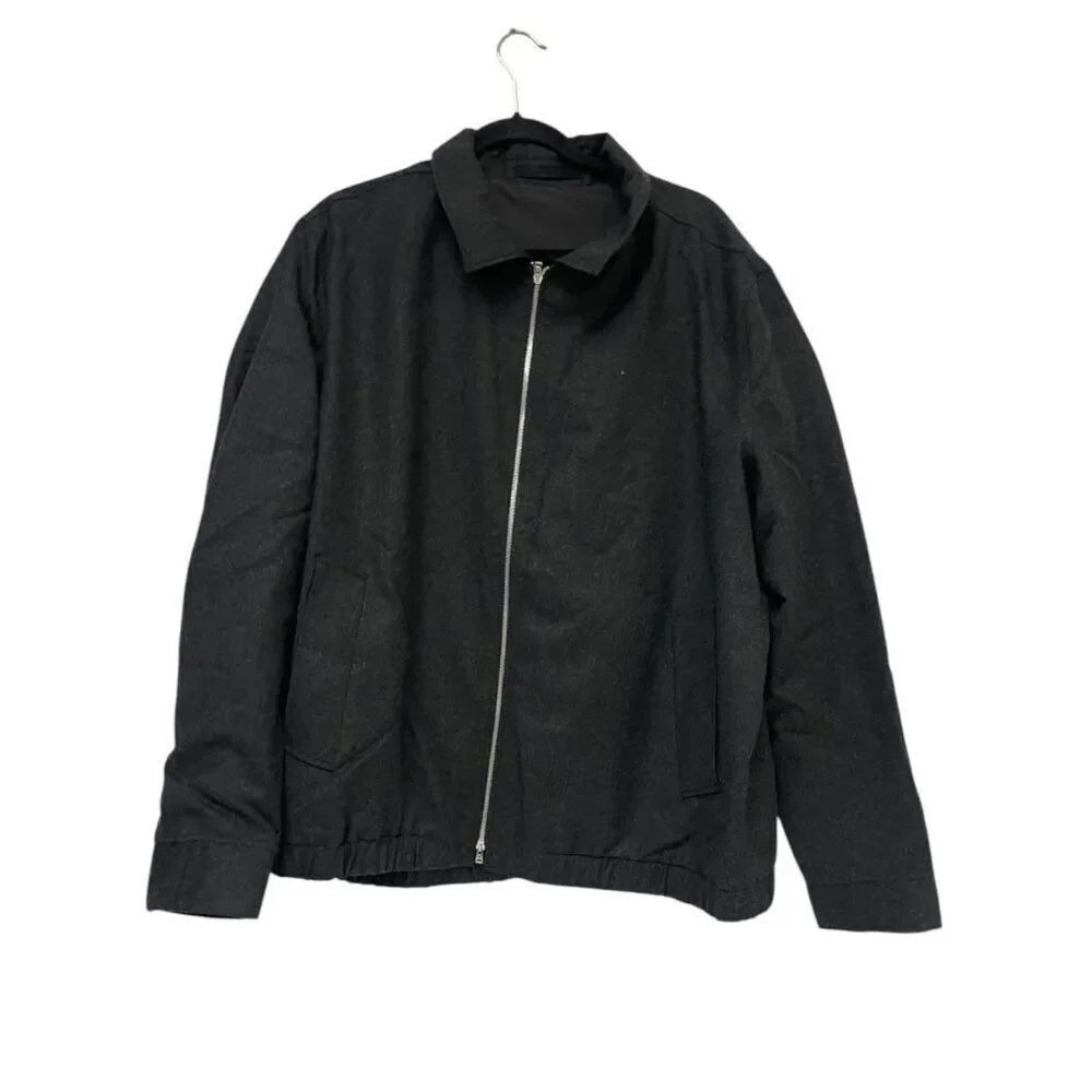 Massimo Dutti Mens Wool Bomber Jacket Coat 2XL XXL Gray Full Zip 2007/138 NWT